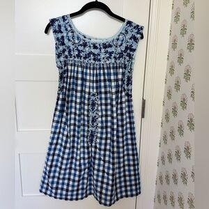 Mi Golondrina blue gingham sleeveless dress